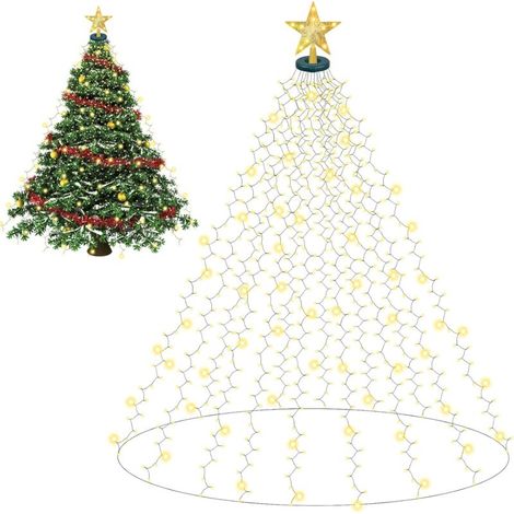 Christmas Tree String Lights, 400LED 16 x 2m Christmas Tree Curtain Lights, Christmas Tree Light Chain, Bright Christmas Lights