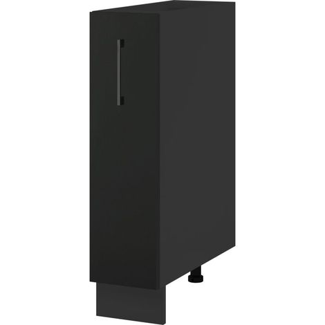 Meuble range épice Lovia Noir Mat L 20 cm - Porte avec poignée apparente Black (1/4)