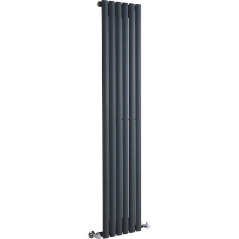 Milano Aruba Anthracite Vertical Column Single Oval Panel Radiator - 1600mm x 354mm (1/5)
