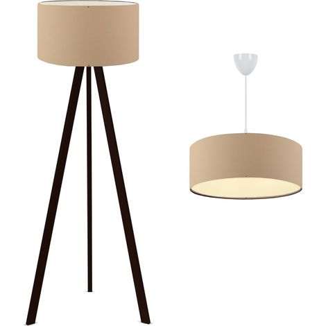 Set di 2 lampade Scunthorpe a sospensione e Piantana lampada luce lampadario E27 beige 030008802