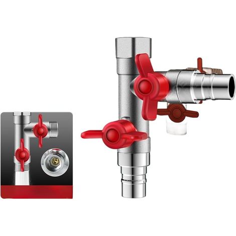 Doppelschalter-Wasserhahn aus Messing mit 2-Wege-Wasserverteiler (F) (1/5)