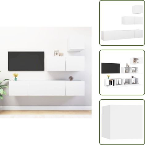 Muebles de pared - vidaXL Set de muebles de salón TV 4 piezas madera de ingeniería blanco - Muebles de madera