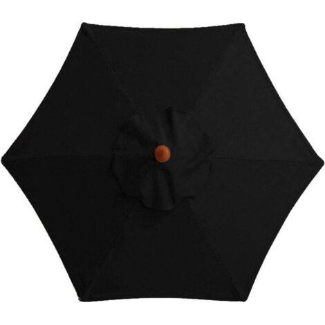 Ersatzbezug für Sonnenschirm – 6 Streben – 2 m – wasserdicht – UV-beständig – Ersatzstoff (2 m / 6,6 Fuß, schwarz)