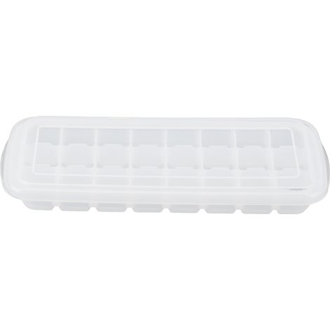 Bac à glaçons en silicone 24 cubes avec couvercle PP - Moule à glace souple pour cuisine - Blanc (1/5)