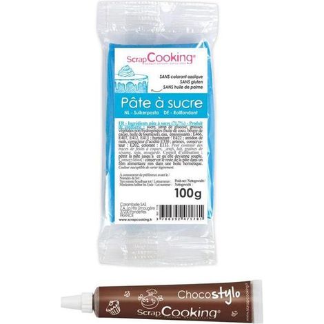 Stylo chocolat + Pâte à sucre bleu foncé 100 g