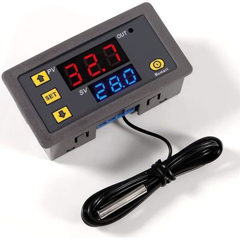unidad W3230 Controlador digital de temperatura AC 110V-220V, interruptor de control de termostato con pantalla digital de 20A con sonda de sensor NTC de 10K (1/5)