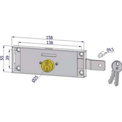 1CP SERRATURA PER SERRANDA LATERALE CILINDRO FISSO TONDO - DX/SX accoppiate KA (2285XZB4508XX3)