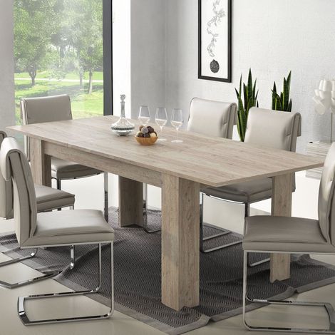 Tavolo Allungabile Campora, Allungabile, Meccanismo Estensione Allunga Centrale, Lunghezza Massima 220 cm, 220x90x75h cm Grigio Rovere Grigio (1/3)