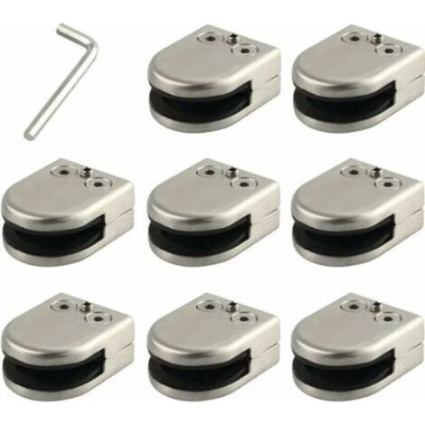 8-teiliges Glasklemmen-Set, 8–12 mm, Edelstahl 304, Glasklemmenhalter, flache Rückseite, verchromt, für Balustraden (1/5)