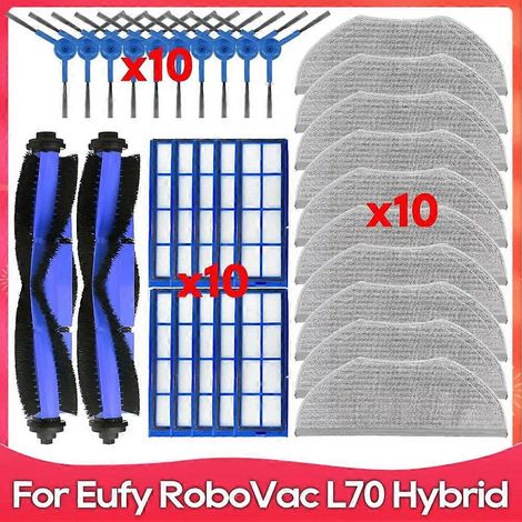 Accessoire de rechange compatible avec l'aspirateur robot Eufy RoboVac L70 : brosse latérale à rouleau hybride, filtre HEPA et serpillière. (1/5)