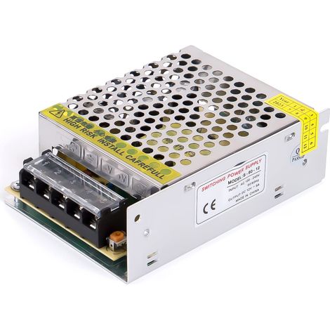 12V 5A 60W DC switching power supply AC 100V/240V to DC-12V power adapter, transformer constant voltage, suitable for LED strips, cameras, surveillance systems, lighting projects, etc. (1/5)
