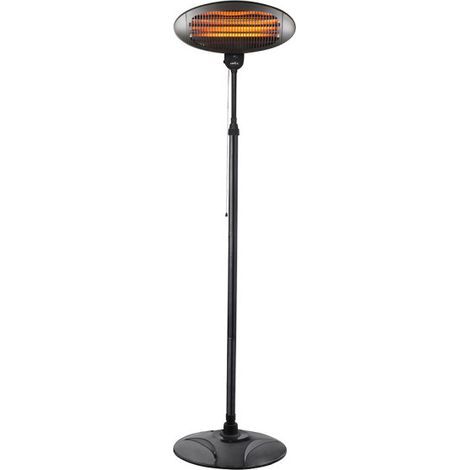 Stufa da Esterno Southern Quartz 2000w Nero C/piede 3elem.3pot.ip34 Regolabile e rotazione a 360º Regx50,5x50 Cm
