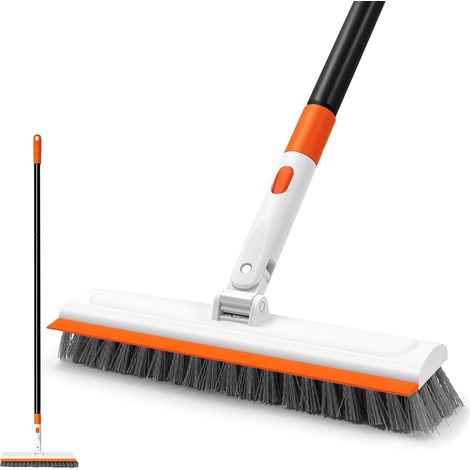 Brosse Nettoyage Salle de Bain avec Manche Long, 2 en 1 Poils Rigides Balai pour Douche avec Raclette pour Nettoyer la Terrasse, Le Carrelage, la Baignoire, Le Garage, Le Patio, l'Évier Mural (1/5)