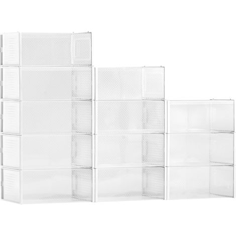 Boîtes à chaussures empilables 12 pièces pour rangement, adaptées aux tailles US 11, conteneurs plastique pour sneakers (1/5)