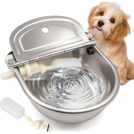 Abreuvoir Automatique en Acier Inoxydable pour Chiens et Bétail, 2 Vannes à Flotteur Réglables avec Bouchon de Vidange, Abreuvoir Élevage pour Chevaux, Chèvres, Moutons, Bovins (1/5)