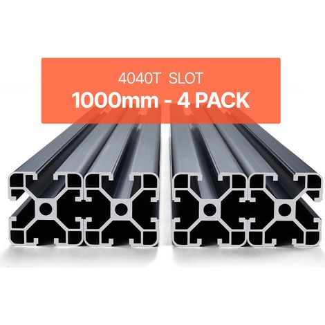 Profilés d'Extrusion en Aluminium 4040, Lot de 4, Rail Linéaire Anodisé Norme Européen Rainure en T 1000 mm, Haute Résistance, pour Imprimante 3D, Machine Bricolage CNC, Gravure au Laser, Noir (1/5)
