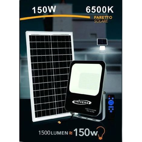 Trade Shop - Faretto Faro Led Solar 150 Watt Con Ip65 Luce Fredda 6500k Fso-150w -