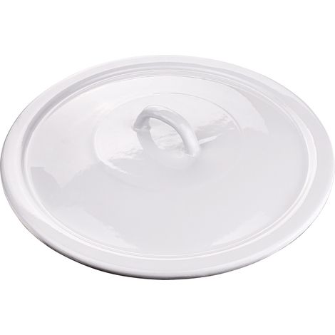 Deckel für Wassereimer Eimer 10 Liter weiß emailliert Putzeimer mit Holzgriffhenkel (1/4)