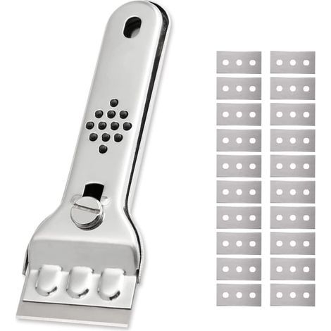HONORNIC - Grattoirs pour plaques à induction, adaptés aux surfaces en verre et en céramique, en acier inoxydable, lot de 20. (1/5)
