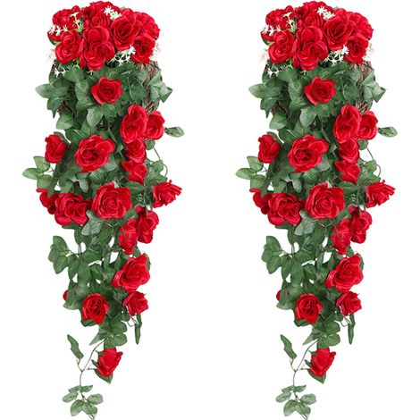 Guirlande Rose Artificielle - 2 Pièces de 90 cm - Fleurs en Tissu de Soie et Tiges en Plastique Souple - Pour Décoration Mariage Noël Jardin Intérieur - Lot de 2