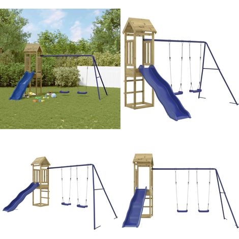Aire de jeux d'extérieur bois de pin imprégné - Jeux D'extérieurs - Aire De Jeux - Maisonnettes De Jeu - Jouet Bois - Balançoires Enfant - Home & Living
