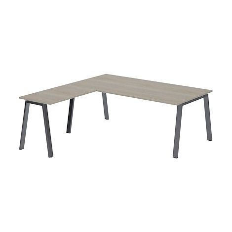 Bureau d'angle manager chêne gris L 200 x P 200 piètement métal anthracite - Arch - Maxiburo (1/2)