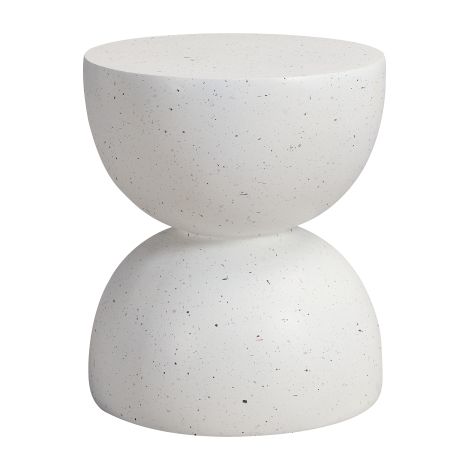 Table d'appoint d'extérieur en oxyde de magnésium, légère, résistante à l'eau et aux UV, blanc terrazzo (1/5)