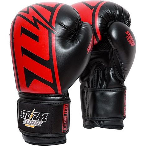 Guantes de boxeo StormCloud Bolt 2.0, negros/rojos, 454 g (16 oz). (1/5)