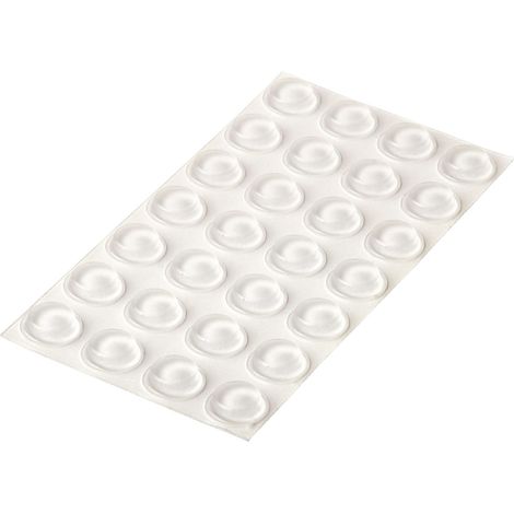 HELPMATE Cuscinetti in gomma trasparente, 28 pezzi, rotondi, medio-alti, autoadesivi, 12 mm x 3,2 mm, altezza e fermaporta
