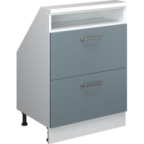 Mobile sottotetto Rion, Blu-grigio/bianco, con 2 cassetti, Vicco