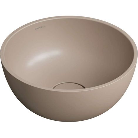 OMNIRES Shell M+ - Lavabo sobre encimera, diámetro 35 cm, sin rebosadero, sin orificio para grifo, beige mate SHELL350UNDB (1/3)