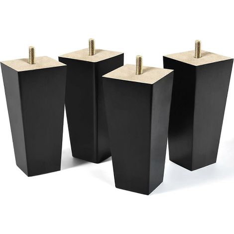 Pieds de canapé noirs de 6 pouces, ensemble de 4 pièces, pieds de remplacement pour repose-pieds adaptés aux canapés sectionnels, coiffeuses, fauteuils inclinables, tables de chevet (6 pouces (4 pièce (1/5)