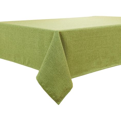Tischdecke Avocadogrün 140x180 cm, wasserabweisend, Leinenoptik, knitterfrei