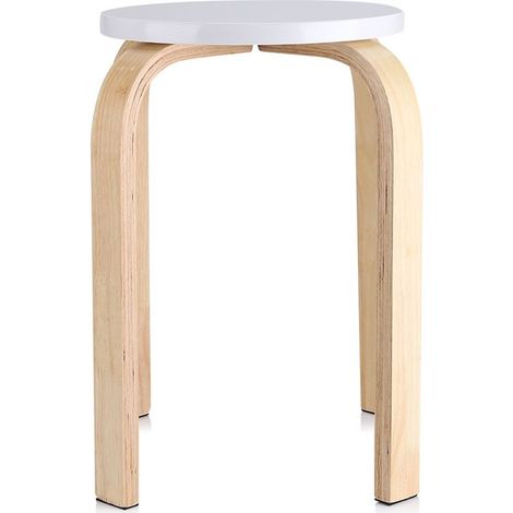 1Pc tabouret empilable en bois courbé antidérapant couleur bonbon meubles de maison décor de chambre d'enfants blanc (1/5)