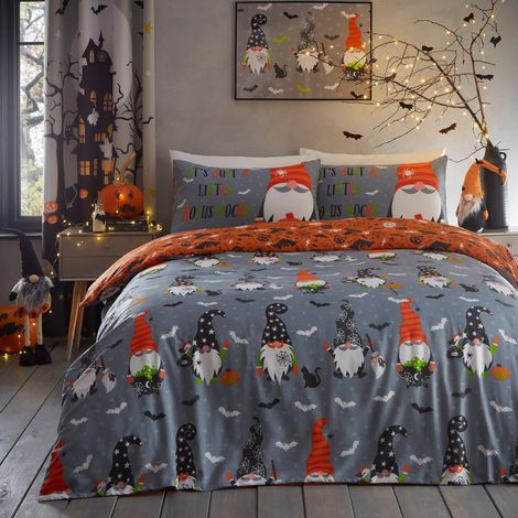 Housse de Couette effrayante Lit Double 200 x 200 cm Réversible 2 Motifs Halloween Phosphorescent Chauve-Souris et citrouilles effrayantes Décorations d'halloween (1/5)