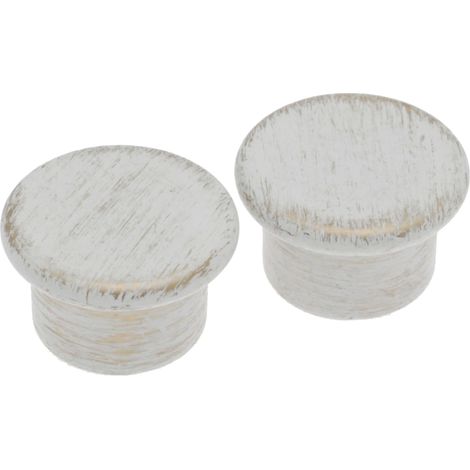 2 Embouts Bouchon - Blanc Patiné Or - Diamètre 20 (1/2)