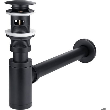 Bonde Pop Up Lavabo Siphon à Bouteille Réglable Noir Filetage G1 1 4 Avec Trop Plein Anti Odeur Kit Complet pour Rénovation Salle de (1/4)