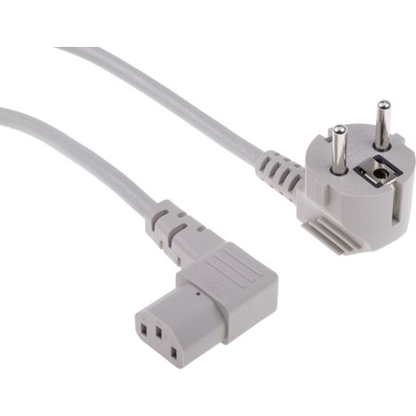 Câble d'alimentation, Gris, Connecteur C13, IEC vers CEE 7/7, Schuko, 250 V / 10 A, 2.5m ( Prix pour 1 ) (1/3)