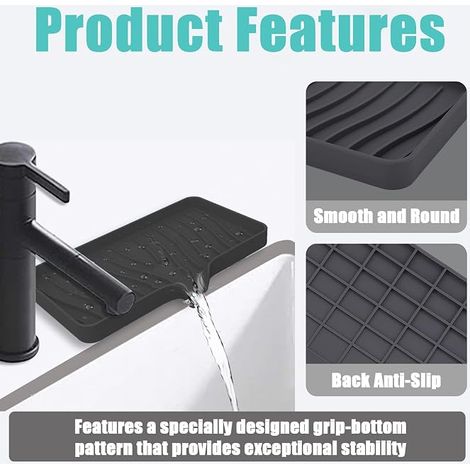 Porte Savons Silicone Porte-Savon en Silicone de Noir Porte-Savon Douche Sans Percage avec Drainage et Design pour Salle de Bain Cuisine et Baignoire (1/4)