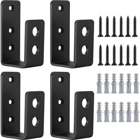 4 pièces Supports de Porte Barre de Sécurité en Acier en Forme de U, pour 2 x 4 Bois pour Renforcement des Portes de Sécuritét, avec Vis (1/4)