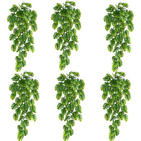 Lot de 6 plantes grimpantes artificielles à suspendre, guirlande de lierre en plastique pour décoration de maison, fête, mariage (1/5)