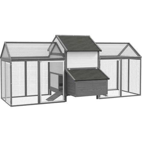 Pollaio per Galline da Esterno con Nido per Cova Tetto Impermeabile Configurabile Grigio (1/5)