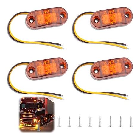 Feux Latéraux Éclairages, de Gabarit LED, 12/24V De , Avertissement Lumière jaune , pour Camion, Remorque, Van, Caravane, Voiture et Bateau, et Étanchéité (1/5)
