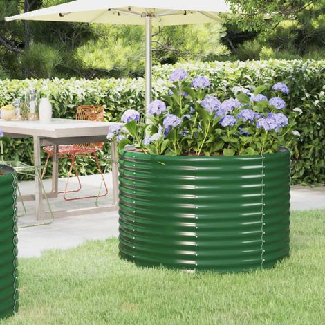 Jardinière - Balconnière à fleurs Acier enduit de poudre 100x100x68 cm Vert BV958016 - BonneVie (1/5)