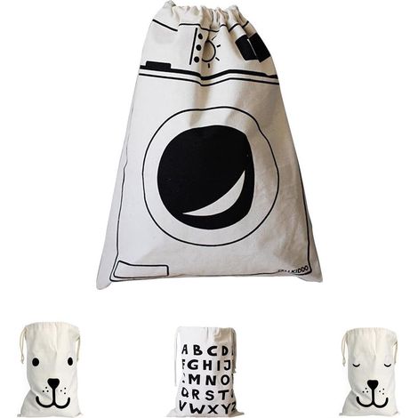 Grand sac à linge en toile avec cordon de serrage pour ranger les jouets en voyage (1/5)