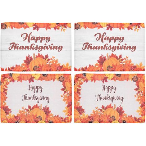 Lot de 4 sets de table à motifs de feuilles d'érable, centre de table pour Thanksgiving ou Noël (1/5)