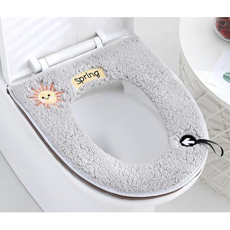 Set mit 2 universellen und wasserdichten Toilettensitzkissen mit Aufhängeschlaufe, weich und warm, waschbar