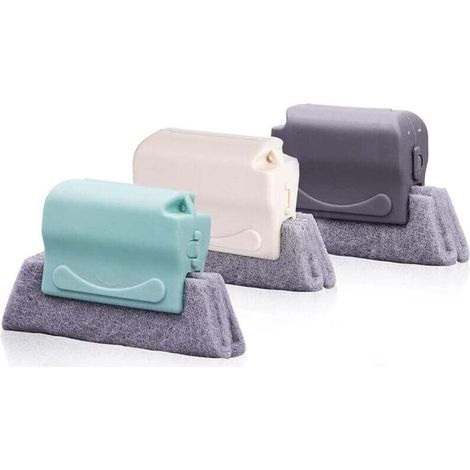 3 pinceaux de nettoyage rainurés pour nettoyer tous les coins de la porte et de la fenêtre, gris, vert, beige (13,5 9 3,5 cm) (1/4)