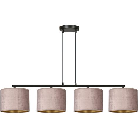 Lampada a Sospensione Hilde, Acciaio verniciato a polvere, Tessuto, Nero, Rosa, 97x100x18 cm (1/5)