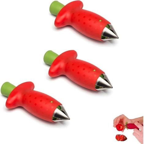 3 Pcs Remover Fruit Corer, Équeuteur de Fraises, Dissolvant de Tige de Fraise et de Tomate, Équeteur pour Fraises et Tomates en (1/4)
